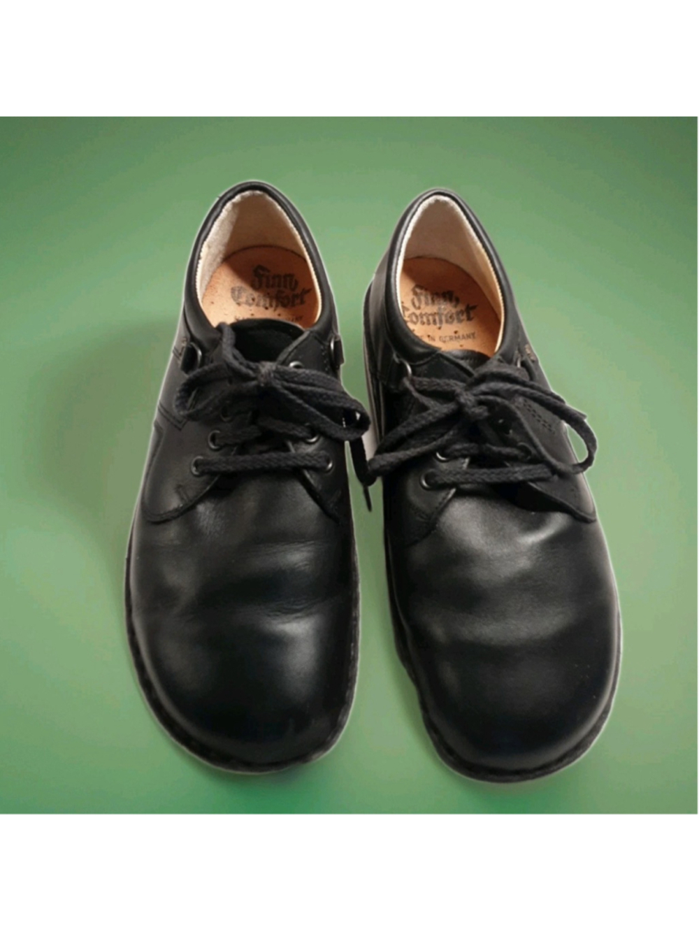 FINN COMFORT-VAASA-Black Leather Lace Up Shoes-Wide Toebox Size 41 Eur/ 9.5-10